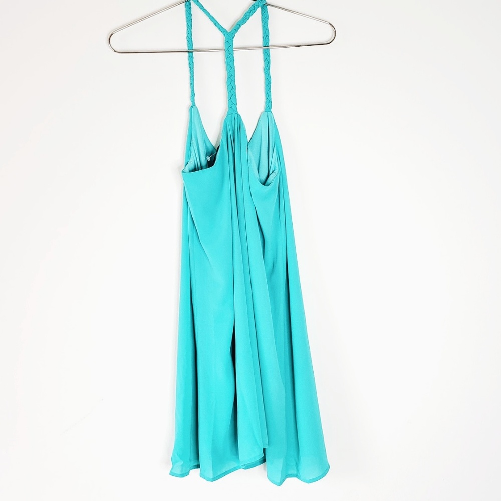 Turquoise Sheer Mini Dress Small - Picture 5 of 7